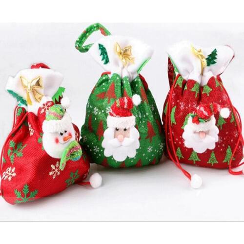 New Cartoon Christmas Tree Pattern Santa Claus Candy Bag Thick Snowman Handbag Home Party Decoration Gift Bag Storage Bag AU399