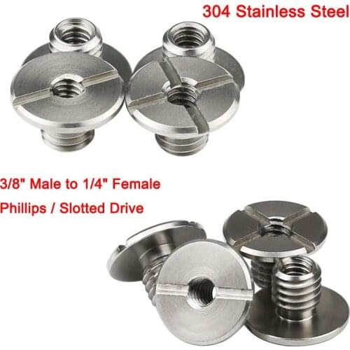New 304 Stainless Steel 3/8" Male to 1/4" Female Thread Adapter Nuts Screw For Camera Stand Tripod