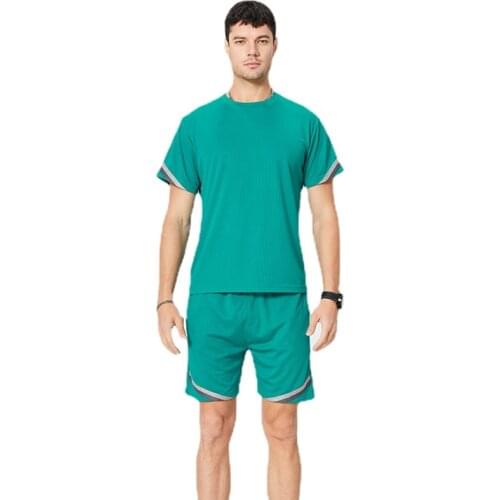 2021Summer New Mens Clothing T-shirt Five-point Pants Suit Running Sports Casual Fashion Tracksuit Clothes for Men Sets