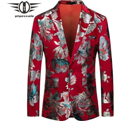 New Fashion Printed Floral Blazer Men One Split High Quality Male Red Blazer Jacket Mens Blazers Casual 5XL 6XL Plus Size Q802