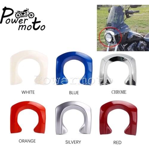 Motorcycle Blue Headlight Fairing Trim Bezel Scowl Front Headlamp Cover For Harley Dyna Fat Bob Street Bob Low Rider FXR Custom