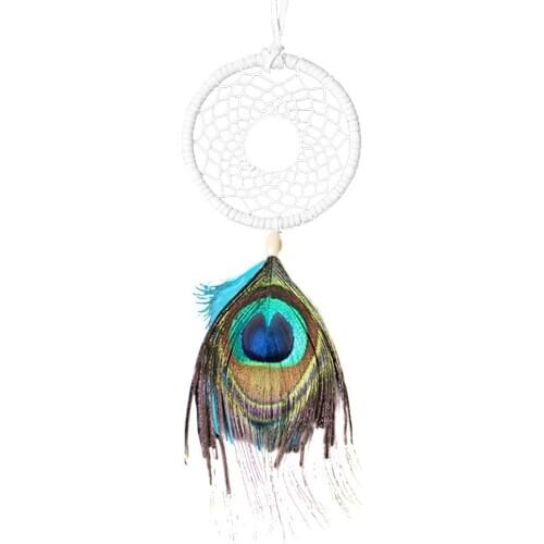 Original Dream Catcher Peacock Hair National Hanging Art Gifts Girls Room Decor Heart Feather Tassel Catching Ornaments