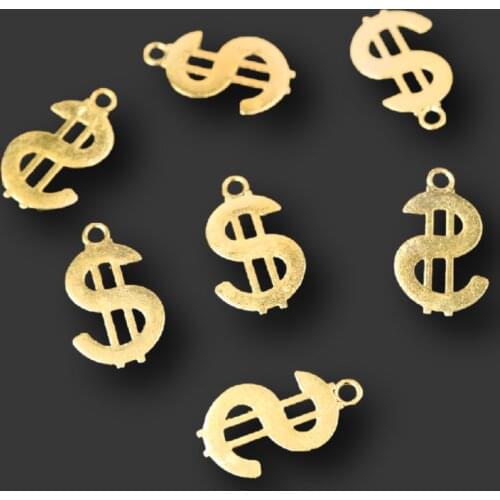 30pcs Gold Plated Money Symbol Pendants Retro Earrings Bracelet Metal Accessories DIY Charms Jewelry Crafts Making 23*14mm A815