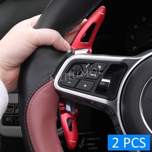 Steering Wheel Shift Paddle Extension For Porsche Cayenne Macan Panamera 718 Boxster Cayman 911 Red