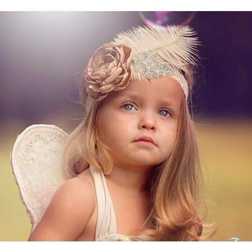 Baby Girl Headband Headwear Infant Hair Accessory Cloth Gift Kids Newborn Feather Toddler Turban Children Floral Crystal Pearl