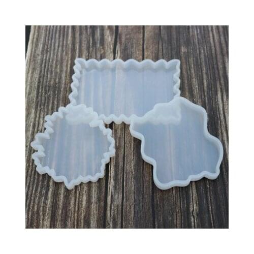 PRZY Silicone Resin Mold Craft Transparent Epoxy Resin Jewelry Making Irregular Wave Round square Coaster Cup Tray For Jewelry