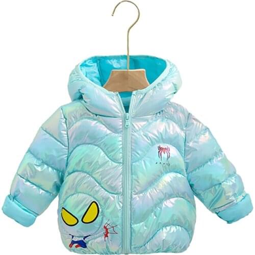 Spiderman Down Jacket for Girl White Duck Down Winter Fashion Sport Jacket Outwear Girls Clothes Autumn Childrens Clothing