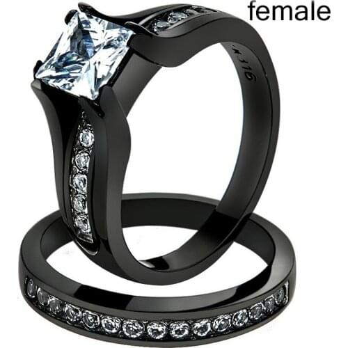 Romantic Promise Ring Womens Mens Stainless Steel And Zinc Alloy Cz Zircon Wedding Band Bridal Statement Jewelry Gift