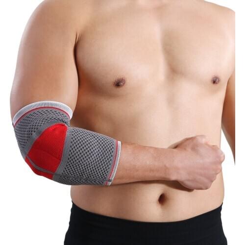S02 Three-dimensional Woven Silicone Reddish Black Warm Elbow Pad-One Pack