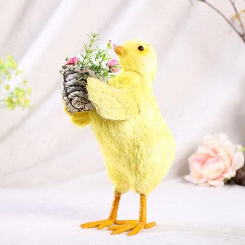 Straw Plush Floral Craft Gift Handmade Faux Hair Rhubarb Chicken Ornaments Simulation Doll Figurines Tabletop Garden Decor