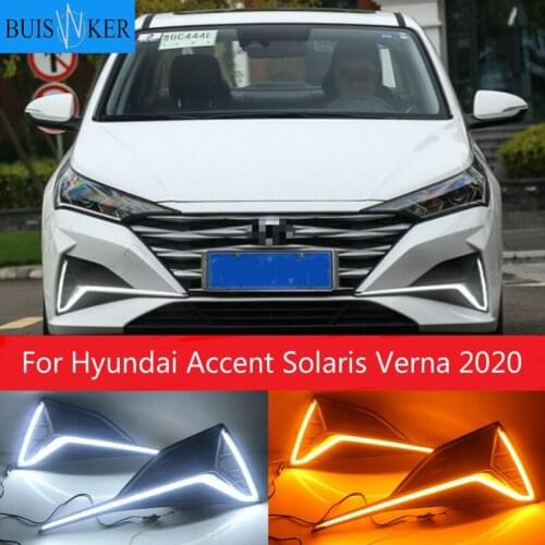 LED DRL Daytime Running Light Fog Lamp 12V Car Running Lights for Hyundai Accent Solaris Verna 2020
