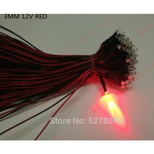 3MM 12V LED light red/yellow/blue/green/white/warm white/pink/orange/purple/RGB 20CM With light highlight 100pcs/lot