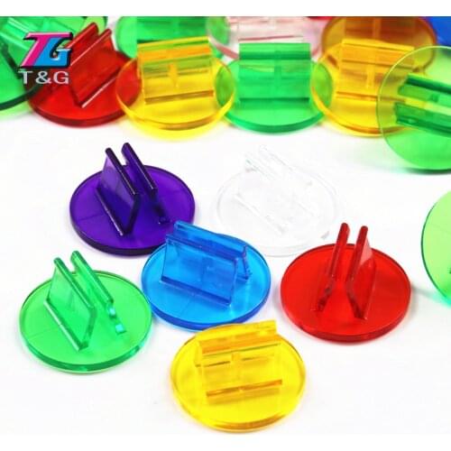 T&G Colorful 50 Pieces Rich Color Plastic Board Game Fixed Props for 2mm Paper Cards Stand Unique Multi Transparent