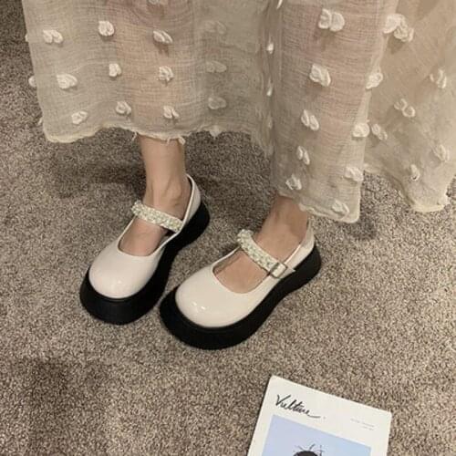 Small leather shoes women summer thin big toe shoes retro thick-soled Mary Jane shoes