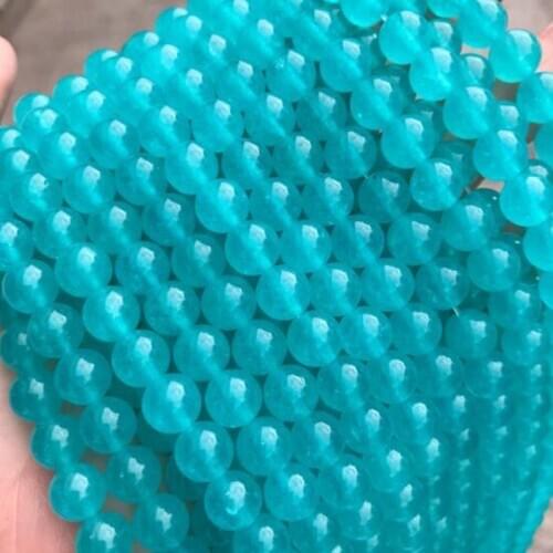 High Quality Blue Natural Amazonite Stone 6/8/10mm Smooth Round Necklace Bracelet Jewelry DIY Gems Loose Beads 38cm wk121