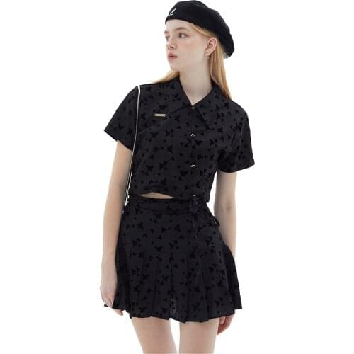 Womens Butterfly print pleated skirt Female Short skirt Fashion Slim Summer Cute skirt