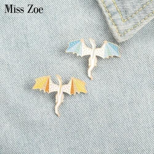 Flying Dragon Enamel Pins Custom Myth Dinosaur Brooches Bag Clothes Lapel Pin Badge Animal Jewelry Gift for Kids Friends