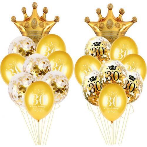 Gold Number Ballon Gonflable Anniversaire 30 40 50 60 70 80 Happy Birthday Confetti Helium Balloons Wedding Party Decoration