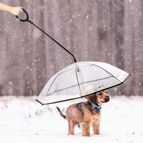 Pet Umbrella Leash Rainproof Snowproof Walking Dog Leash Umbrella for Small Dogs Adjustable Dog Umbrella
