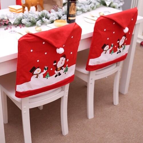 1 pz Santa Claus Head of Foot for Christmas Chairs Table From Lunch of the Red Hat Party Chair Christmas covers