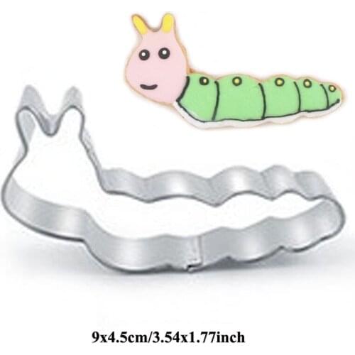 1pcs patisserie reposteria Kitchen Cartoon Worm Stainless Steel Metal Cookie Cutter Fondant Cake Decor Tool Pastry Biscuit Mould