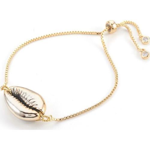10pcs Adjustable Golden Bracelets Women Charm Party jewelry Accessories Slider Bracelet with Electroplated Shells F70