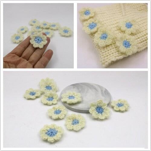 15pc/lot knitted flower patches for clothing DIY flower embroidered parches appliques for wedding dresses decoration parch ropa