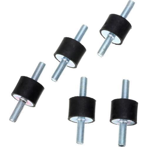 5pcs M6 Anti Vibration Rubber Mounts Isolators Bobbins Silentblock 15mm Height 20mm Diameter Black Silver