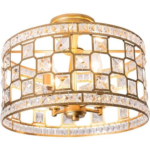 American gold crystal ceiling lights living room bedroom dining room lamp European modern aisle candlestick shade round fixtures