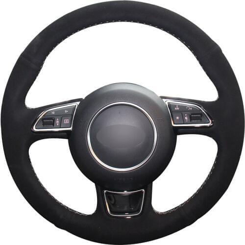 Black Suede Car Steering Wheel Cover for Audi A1 A3 A5 A7