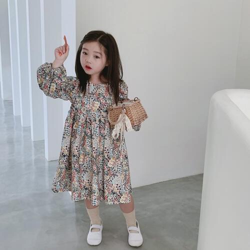 Kids Dresses For Girls Casual Floral Princess Baby Girl Clothes Autumn Long Sleeve Dress Kids Clothes D1375