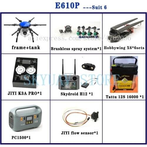 EFT E610S Upgrade E610P 10L/KG 6-Axis Agricultural Spraying Drone with X6 Power System T12 VD32 H12 RC JIYI FC Full set