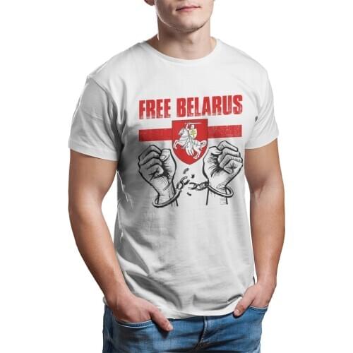 FREE BELARUS Pogonya Belarus Flag White Red Whi T-Shirt Custom Essentials Printing 100% Cotton Round Collar Mens Clothes 12524
