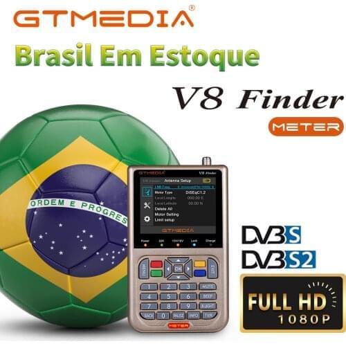 GTMEDIA Freesat V8 Finder Meter Measuring Device TV Signal Finder DVB-S/S2/S2X High Definition Sat Finder 1080P 3000mAh Battery