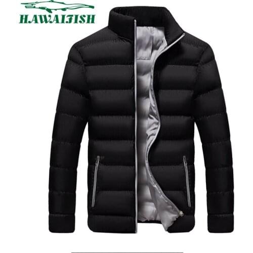 Hawaifish brand parka men 2021 Fashion Stand Collar Winter Jacket Men Solid Thick high quality slim Zipper casaco masculino