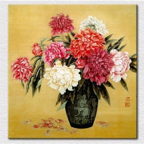 Chinese style painting wall art picture printed on canvas beautiful flowers vase pictures modern home decor supply picture
