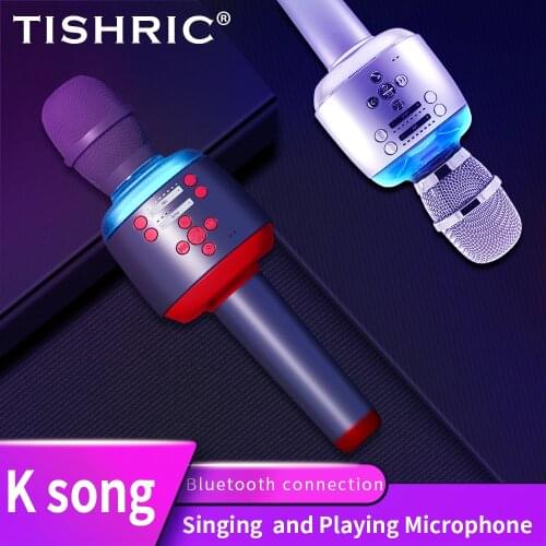 TISHRIC KG001 K song Microphone Bluetooth Wireless microphone Reverberation Adjustable Rechargeable Mic For Singing Karaoke