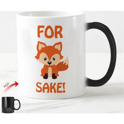 Cute Zero Fox Given Coffee Discoloration Mug Creative Cartoon Fox Beer Tea Mugs Cups Funny Fox Ceramic Gifts Office Home No Flux