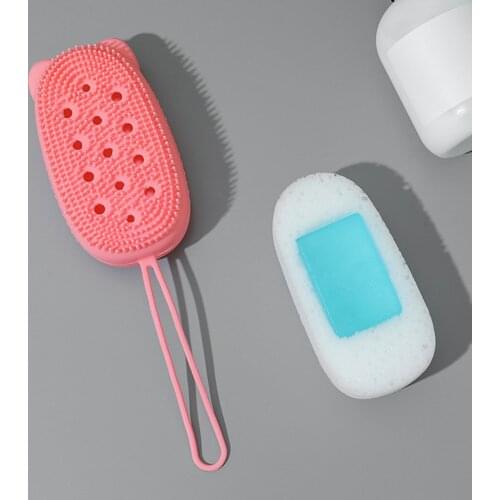 Multifunctional Practical Convenient Comfortable Children Adult Soft Silicone Cleaning Massage Double-Sided Shower Wash Brush