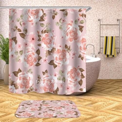 Washable Garden Flower Sea Green Forest Animal Printing Shower Curtain Toilet Partition Waterproof and Mildew Proof Belt Hook
