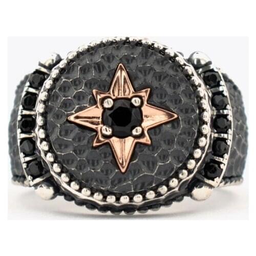 New Fashion Pure S925 Silver Rings For Men Micro Zircon Stone Compass Men’s Rings New Fashion Thai Silver Rings Jewelry Gift