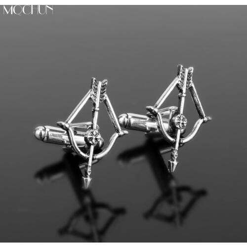 MQCHUN Jewelry The Walking Deads Cufflinks Arrow Cuff Links for Men Party Gift The Living Vintage Archer Cuff Button