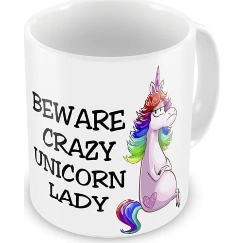 Beware Crazy Unicorn Lady Novelty Gift Mug