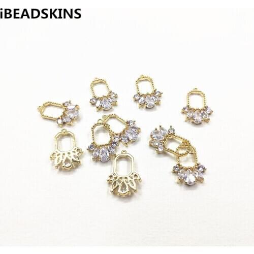 New arrival! 18x13mm 30pcs plating Real gold True Zircon rectangle charm for Necklace,Earrings parts,hand Made Jewelry DIY