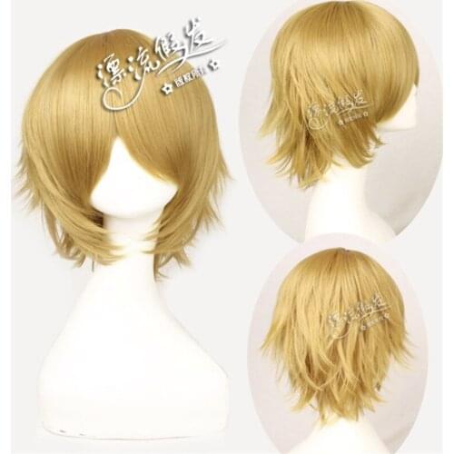 Anime Danganronpa Togami Byakuya Wig Cosplay Wig Role Play Short Brownish Yellow 30cm