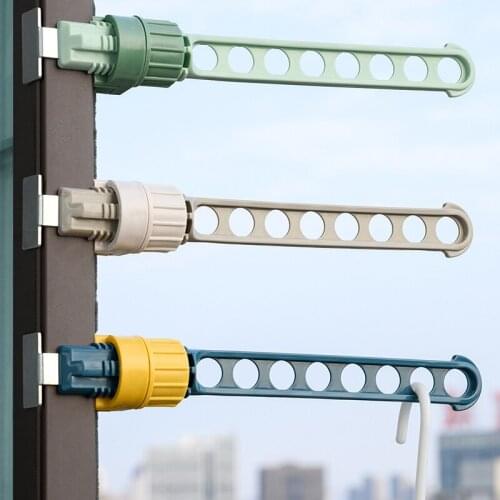 Portable Window Frame Clothes Hanger Retractable Indoor Window 8-holes Drying Rack Outdoor Hanging Racks Home Clothes Hangers