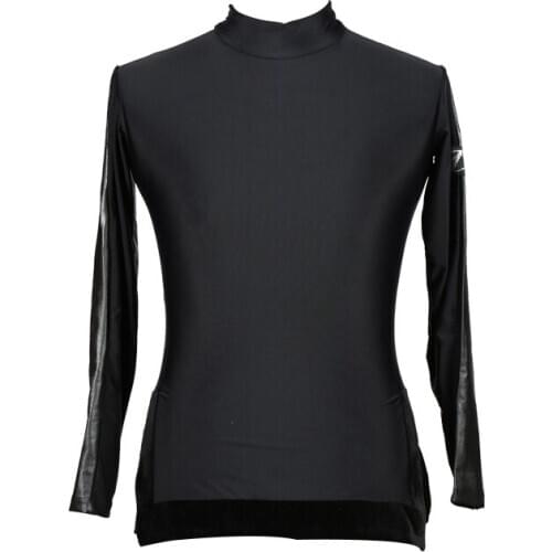 Selling Black Latin Dance Practice Shirt Men Cha Cha Rumba Latino Dancewear Long Sleeve Dancing Tops Not Including Pants
