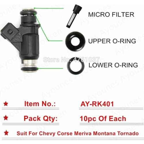 Free shipping 10 sets Fuel Injector Repair Kit For Parts 25345994 Chevrolet Corsa Meriva Montana Tornado Mitsubishi for AY-RK401