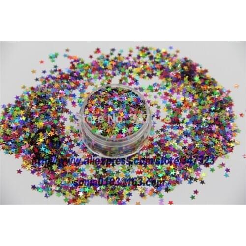 SL3-86 Mix 3 MM Laser Holographic Color Glitter STAR shape Glitter for Nail Art and DIY supplies