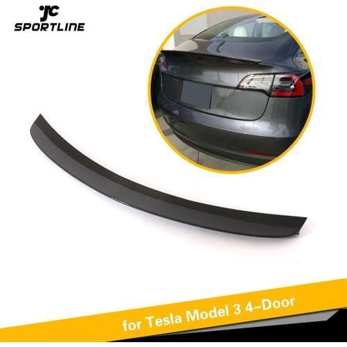 Carbon Rear Wing Lip Spoiler For Tesla Model 3 2016 2017 2018 Car Rear Trunk Boot Lip Spoiler Carbon Fiber